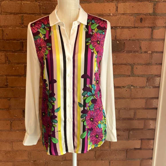 Who’s Who 100% Italian Silk Floral Blouse - Picture 1 of 7